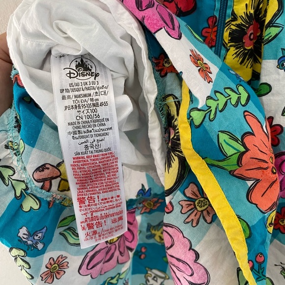 Disney Floral Kids Dress with Yellow Trim 100%organic cotton 3/T - Picture 7 of 8